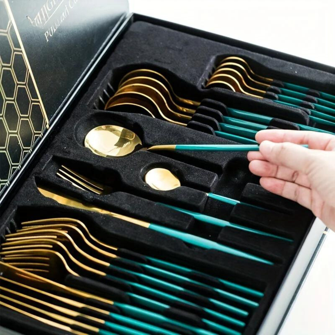 Ménagère Festive 24 Pièces en Acier Inoxydable