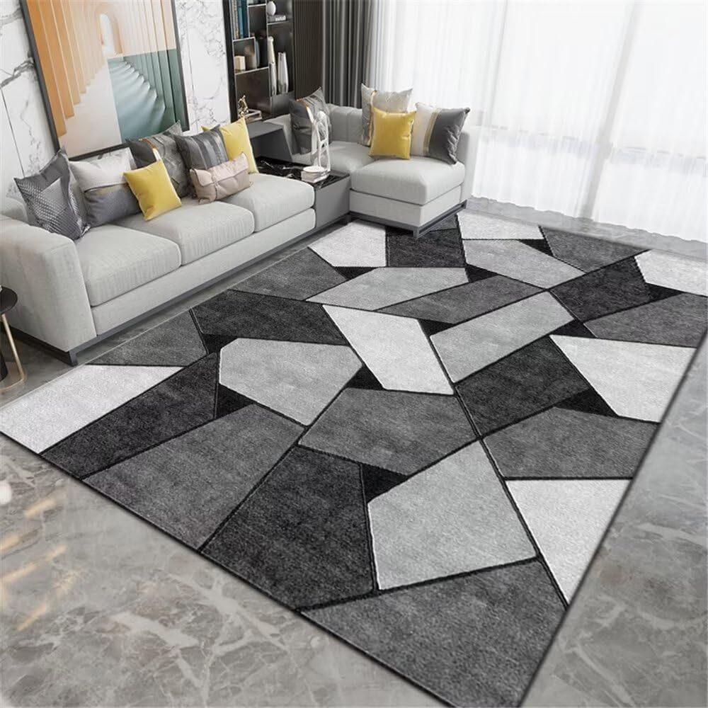 Grand tapis effet laine motif géométrique, 300 x 200
