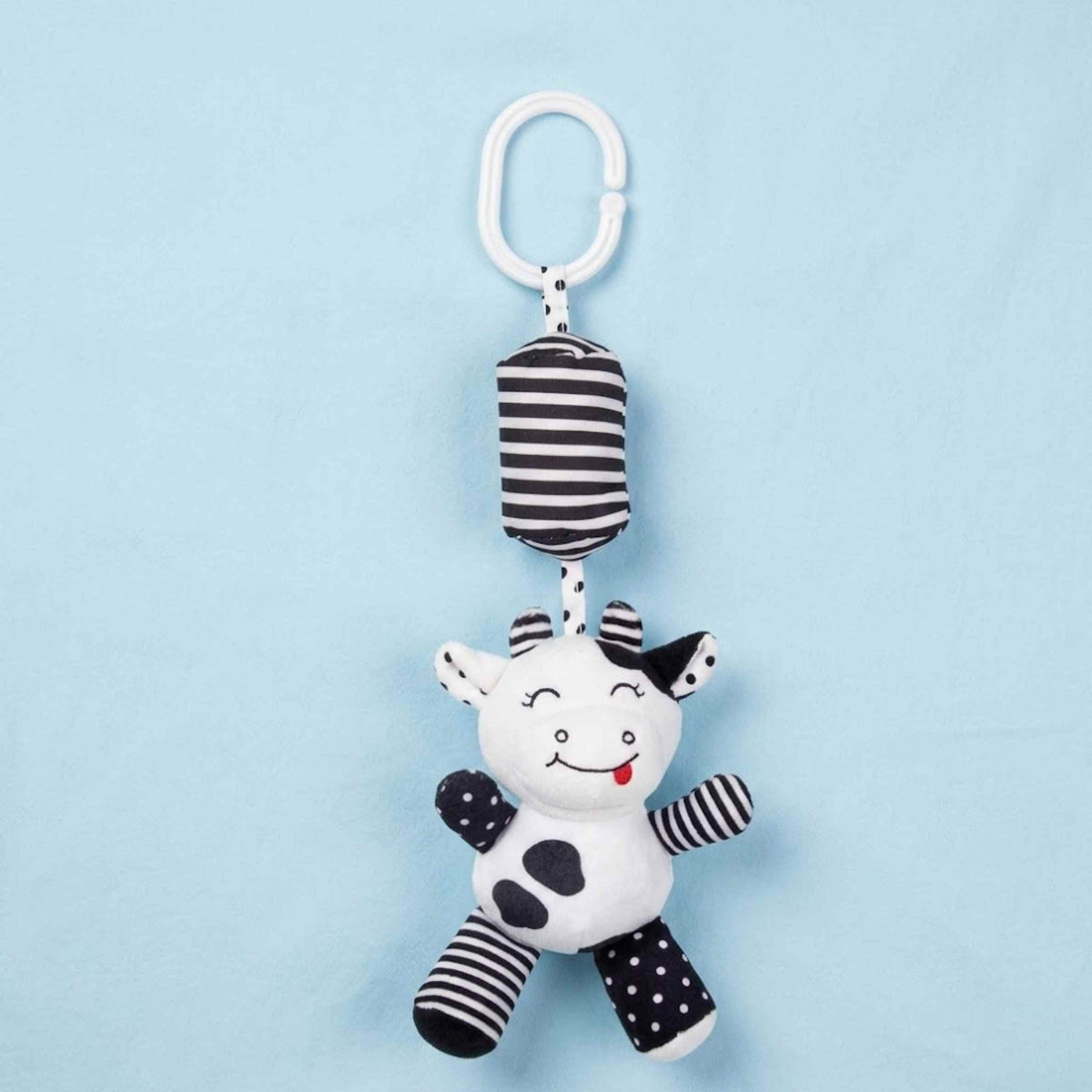 Hochet à suspendre en peluche noir et blanc