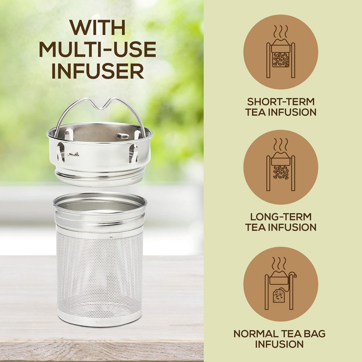 TeaFusion - Bouteille à Thé en Bambou 500 ml
