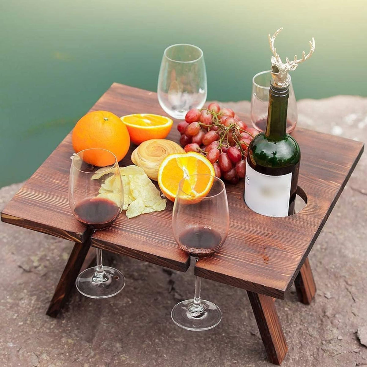 Casier à Vin en Bois Pliant et Portable