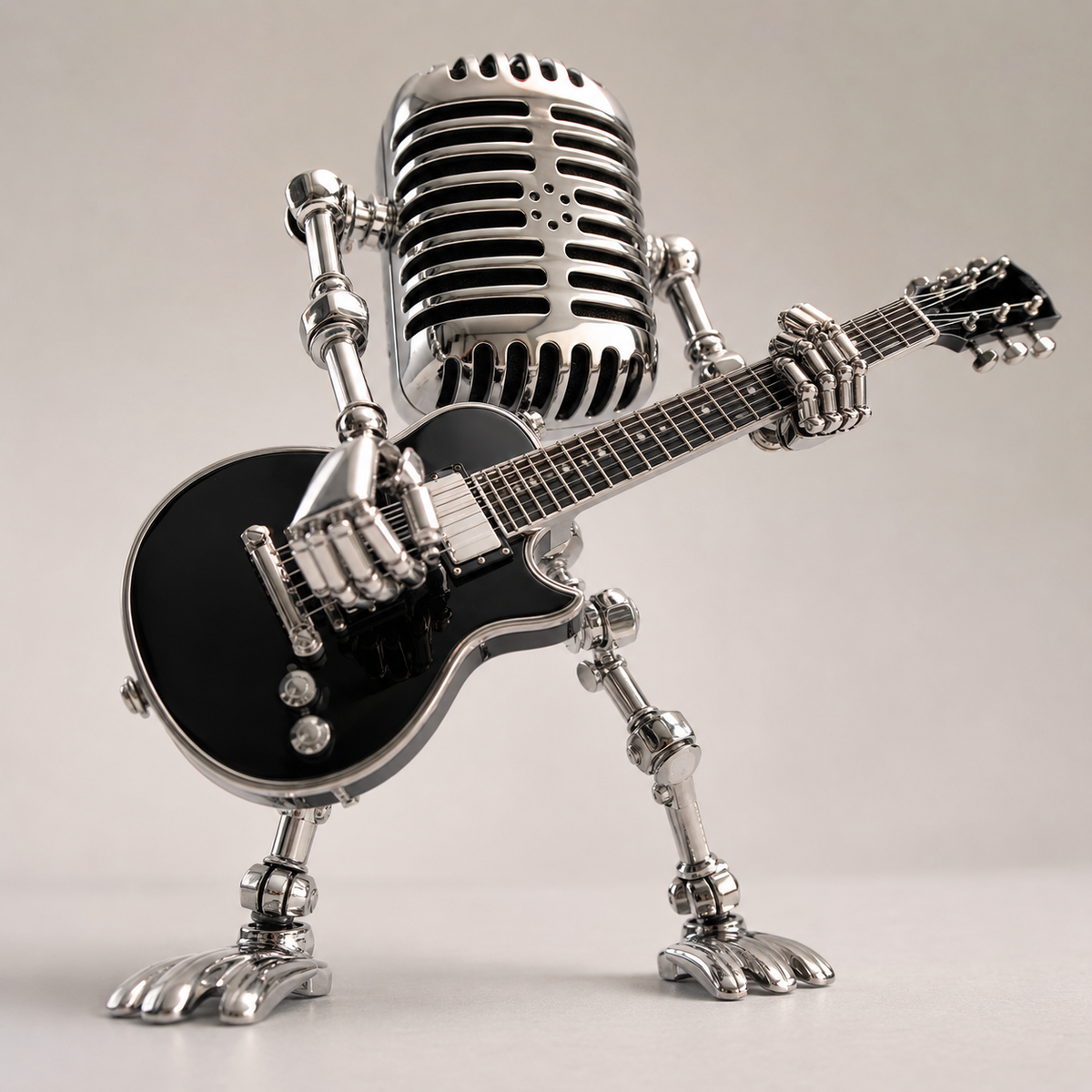 Lampe robot guitariste en métal