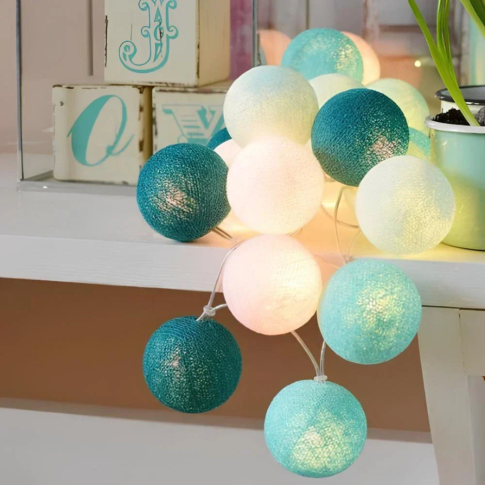 Cotton Ball String Lights, USB or Battery