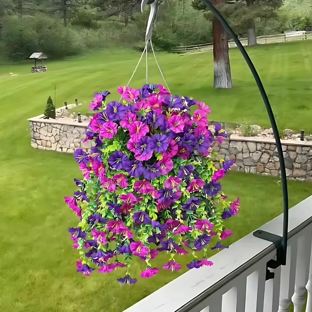 UV-Protected Hanging Artificial Morning Glory Flowers
