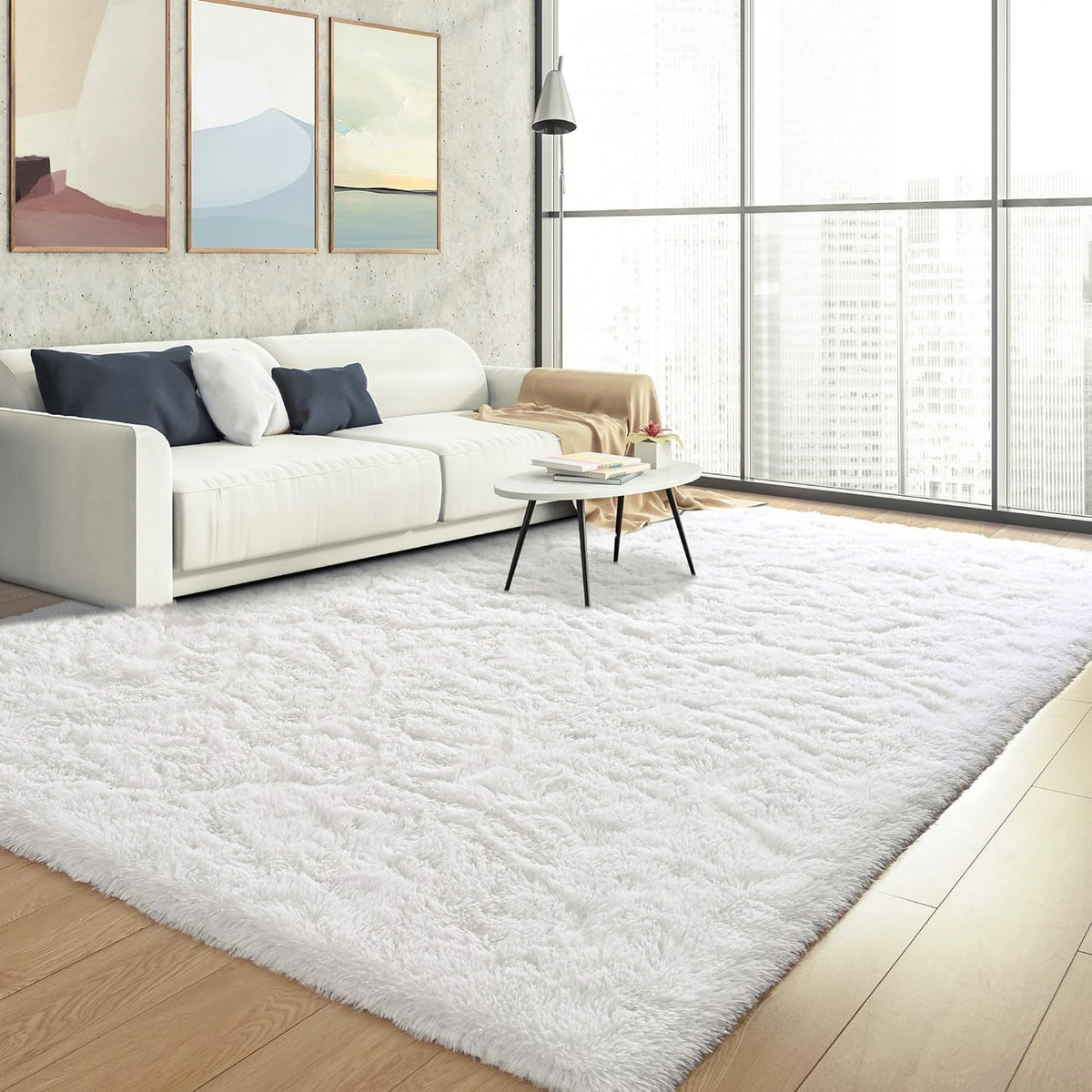 Extra Large Cream White Shag Rug 200 x 300 cm
