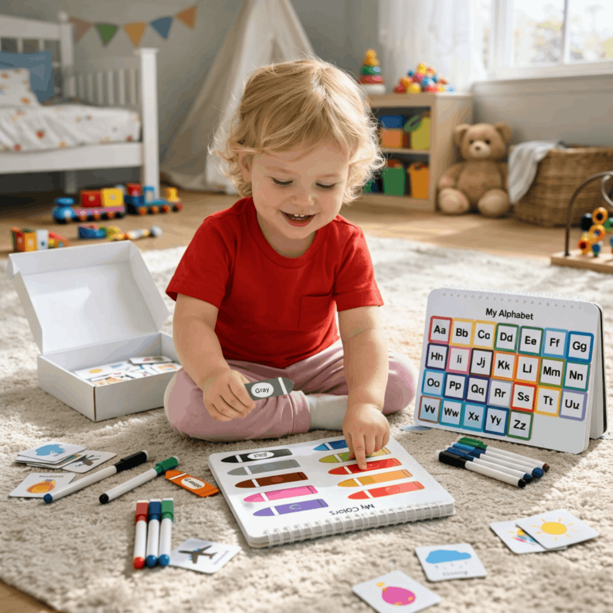 Cahier d'activités effaçable pour enfant, 30 thèmes