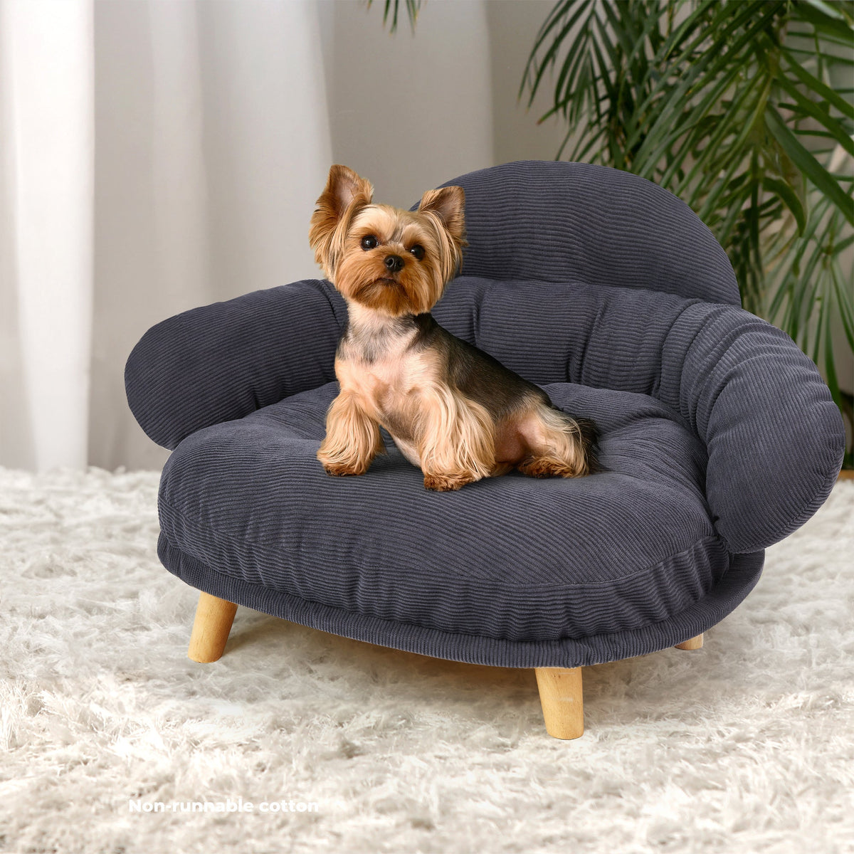 Canapé surélevé pour chien et chat, pieds en bois