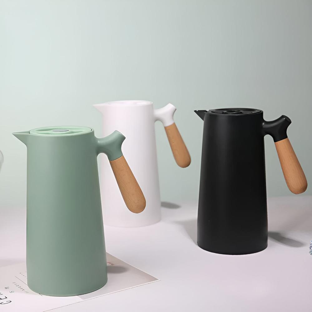 Carafe isotherme 1 L en inox avec poignée en bois