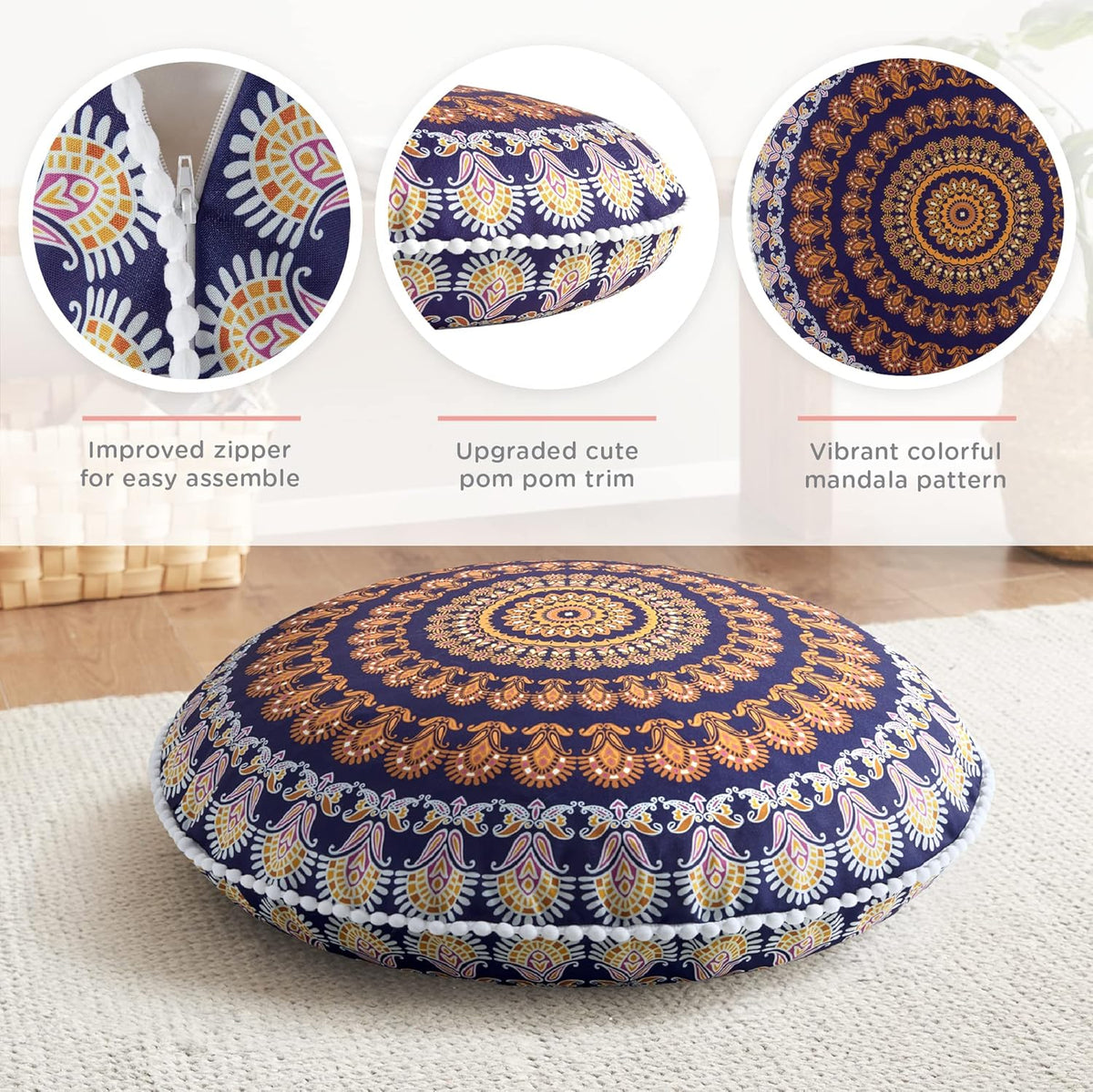 MandalaCushion - Coussin de Sol Bohème à Mandala
