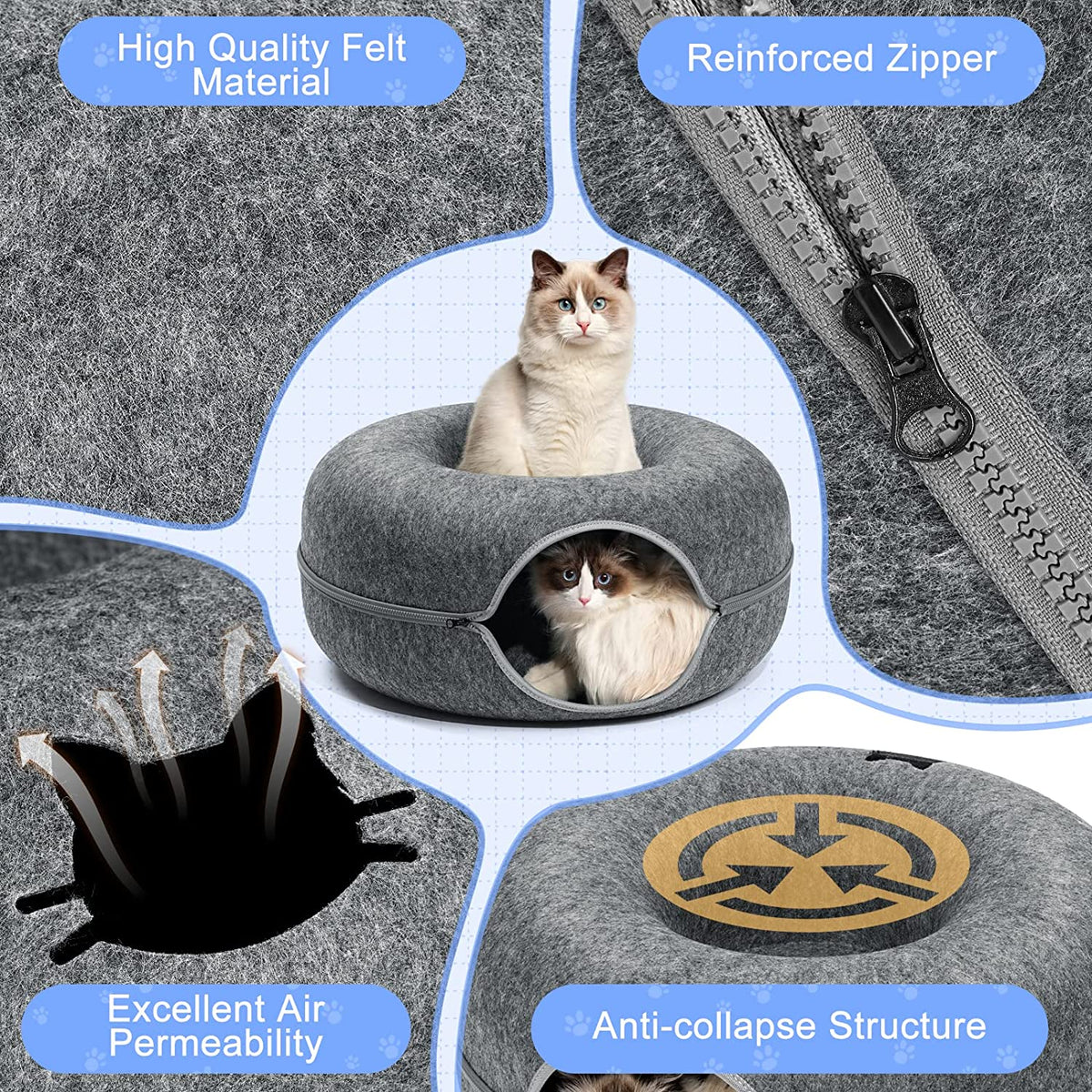 Purrfect Den - Tunnel pour Chat avec Couchage