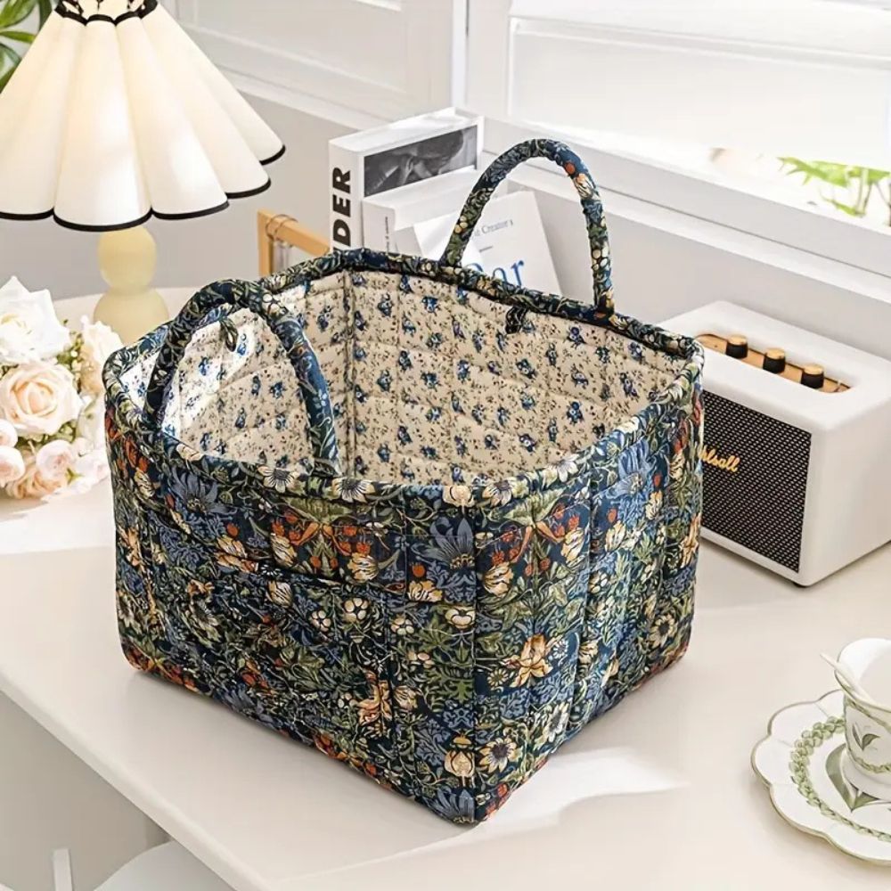 Panier de Rangement en Toile Fleurie – Rosette