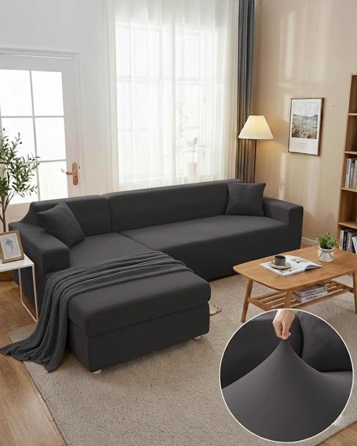 Housse de canapé d'angle modulable, 1 à 4 places