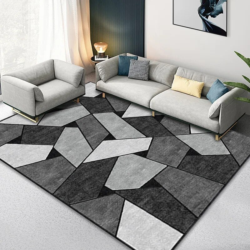 Grand tapis effet laine motif géométrique, 300 x 200