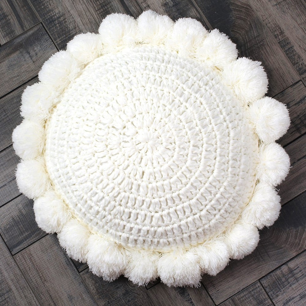 CozyCushion - Coussin Rond Décoratif en Maille