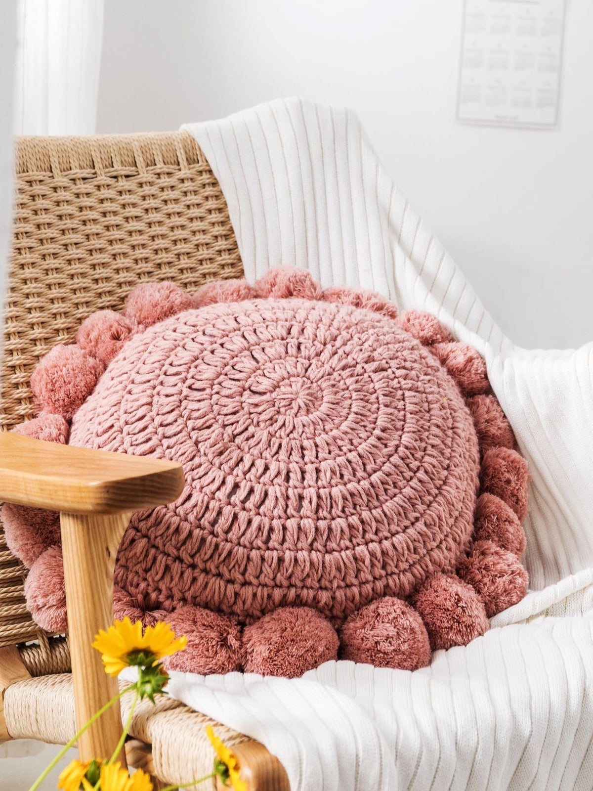 CozyCushion - Coussin Rond Décoratif en Maille