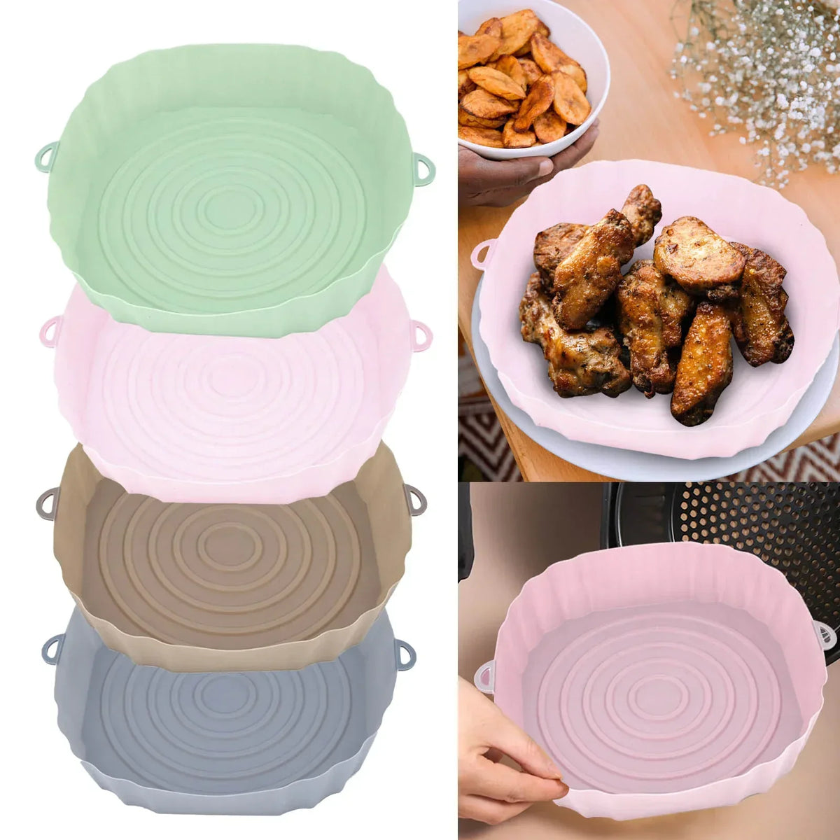 SiliconFry - Panier Silicone Réutilisable pour Airfryer