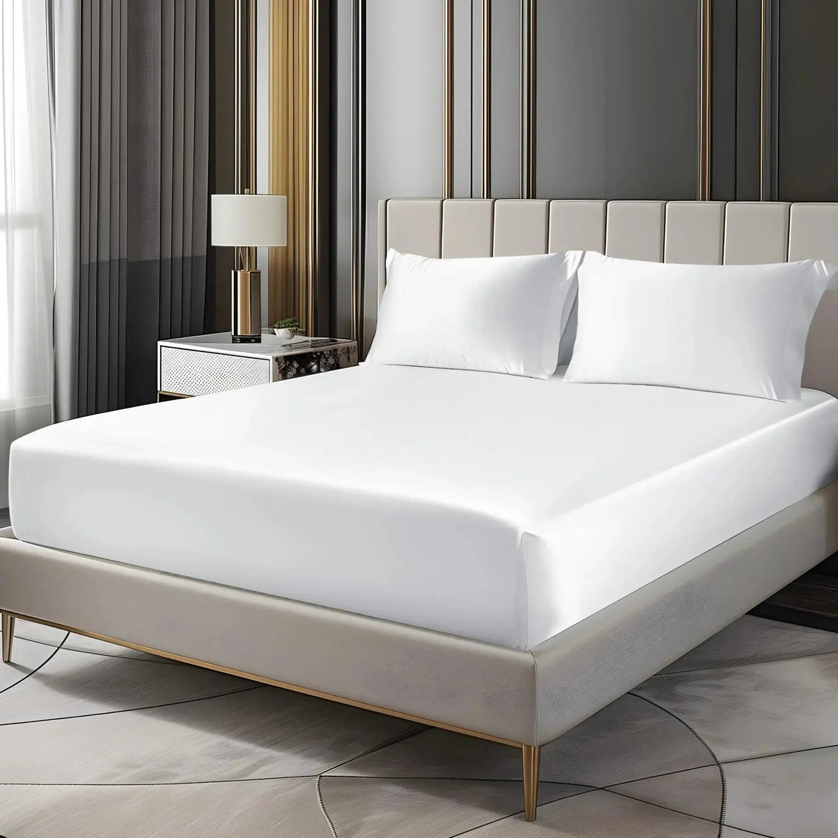 Satin Fitted Sheet Set with 2 Pillowcases, 35 cm Pocket