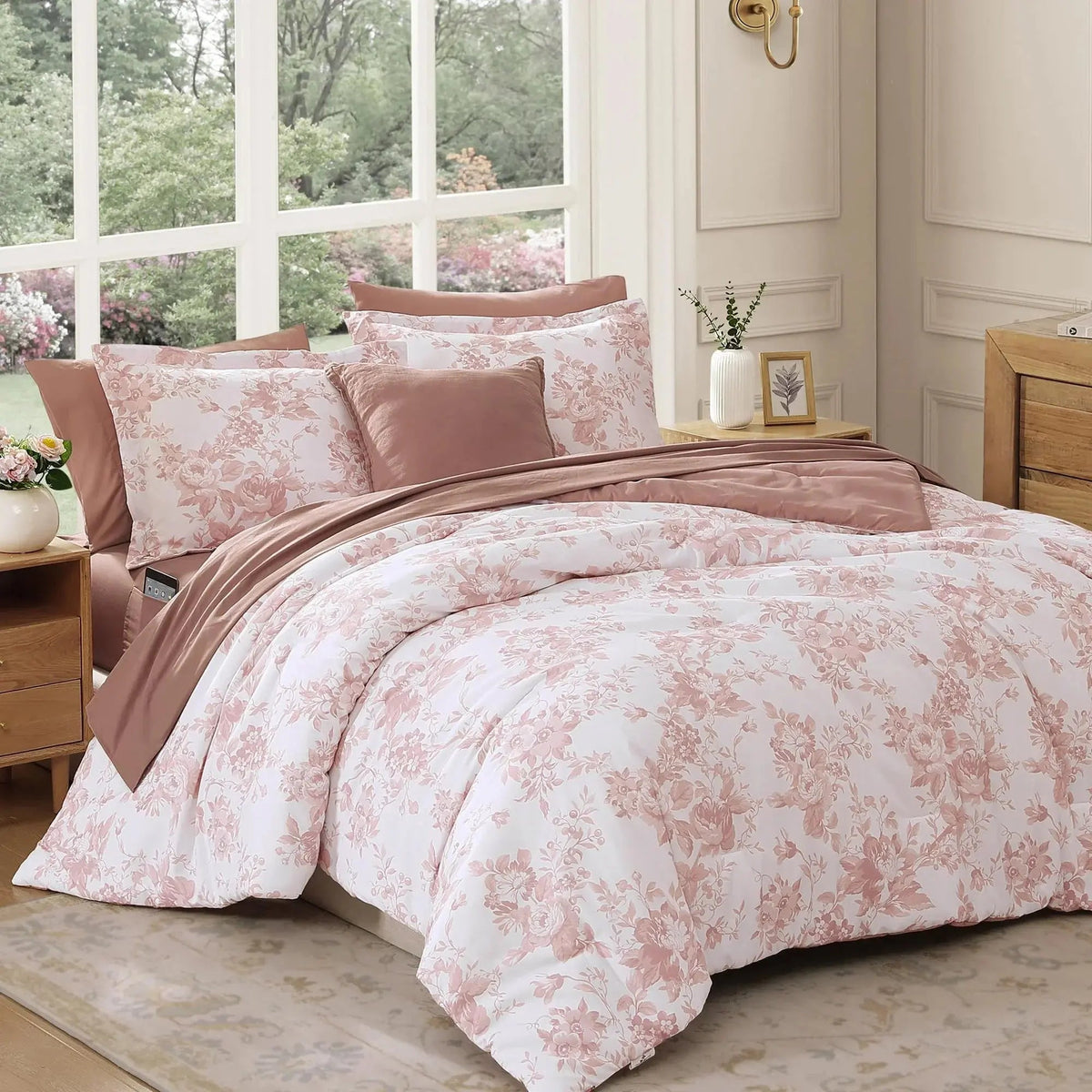 Floral Duvet Cover Set, 4 Pieces
