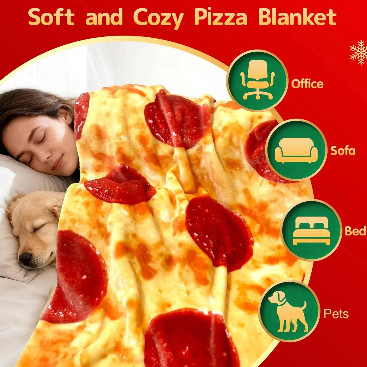 Plaid rond en flanelle imprimé pizza géante