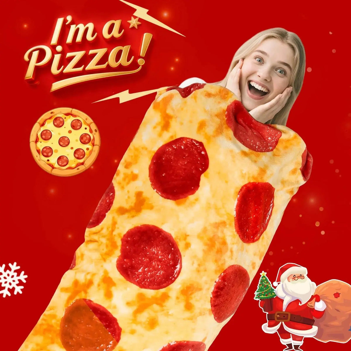 Plaid rond en flanelle imprimé pizza géante