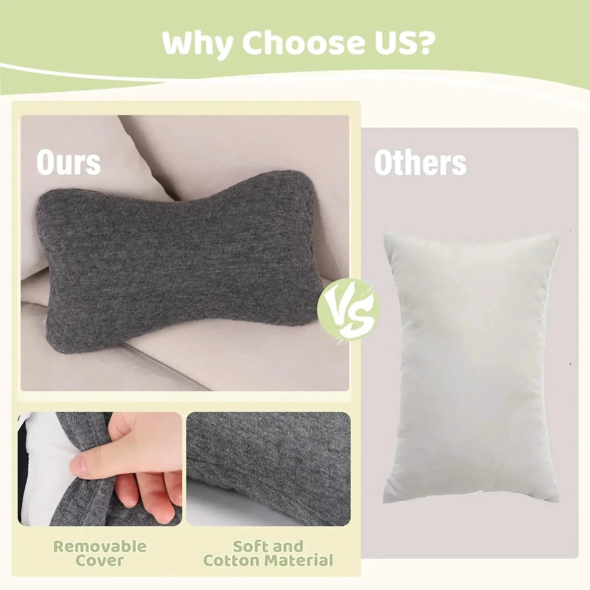 Small Cotton Travel Pillows, Set of 2, 20 x 30 cm