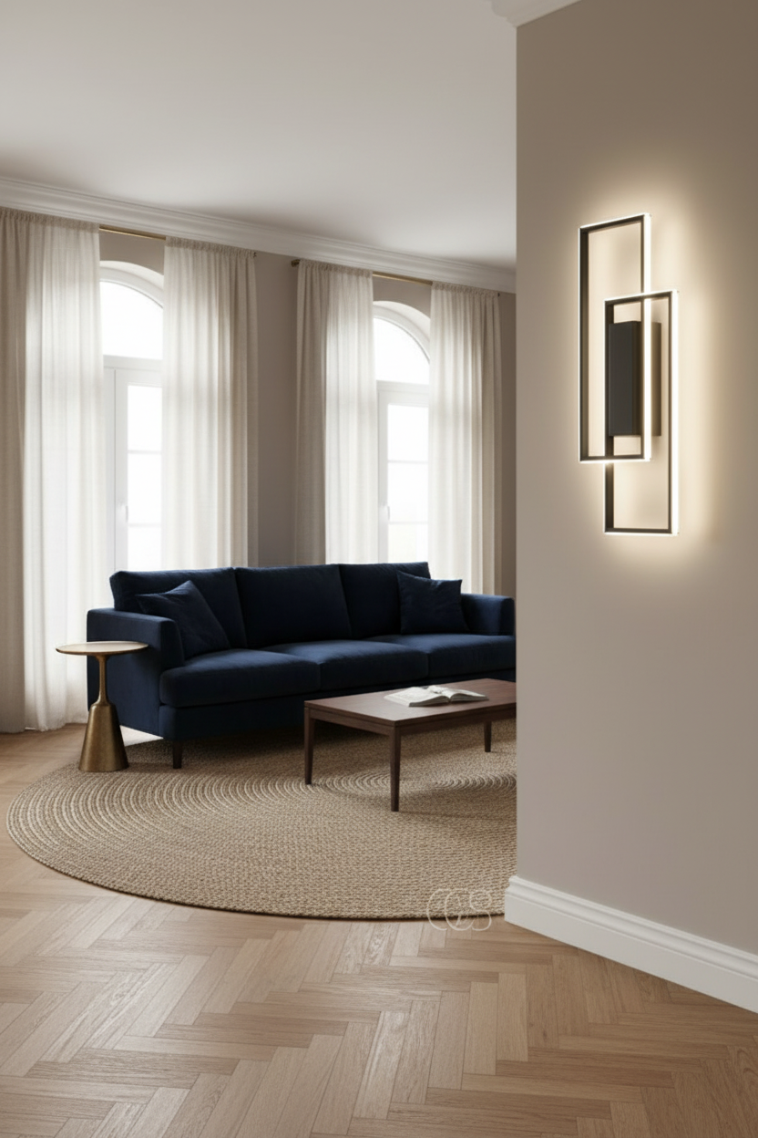 Applique Murale Design Géométrique en Aluminium Noir | Éclairage Moderne et Apaisant pour Chambre et Salon 0