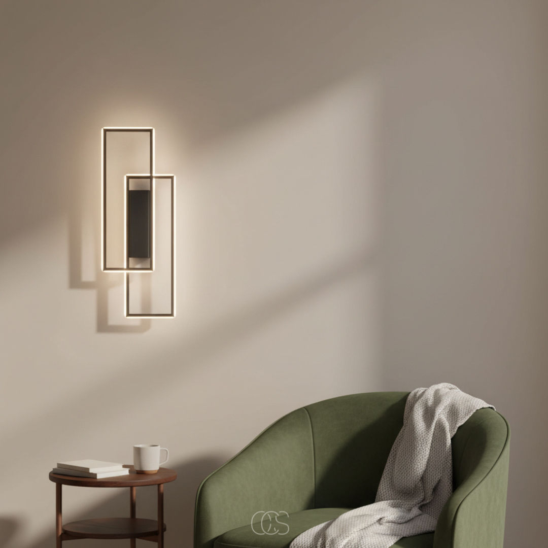 Applique Murale Design Géométrique en Aluminium Noir | Éclairage Moderne et Apaisant pour Chambre et Salon 2