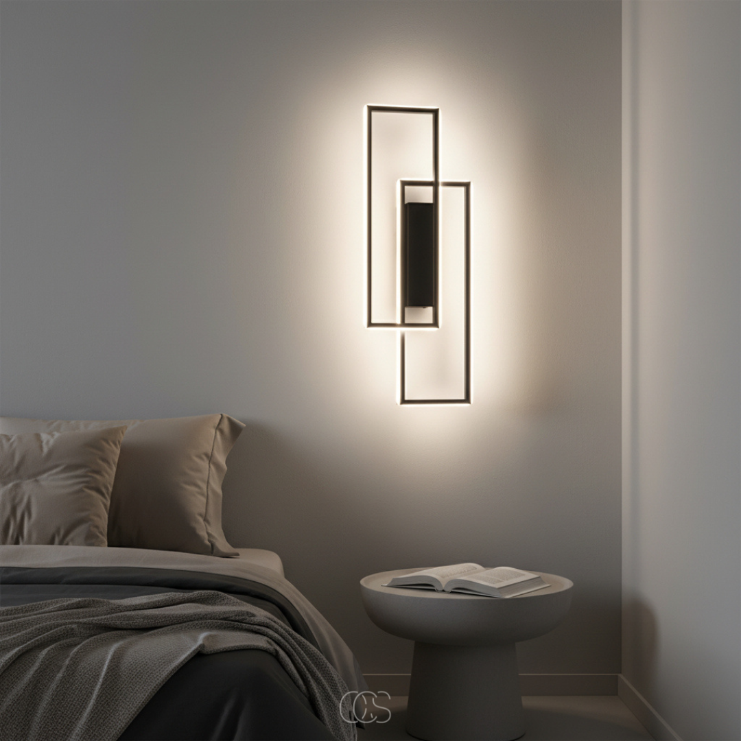 Applique Murale Design Géométrique en Aluminium Noir | Éclairage Moderne et Apaisant pour Chambre et Salon 4
