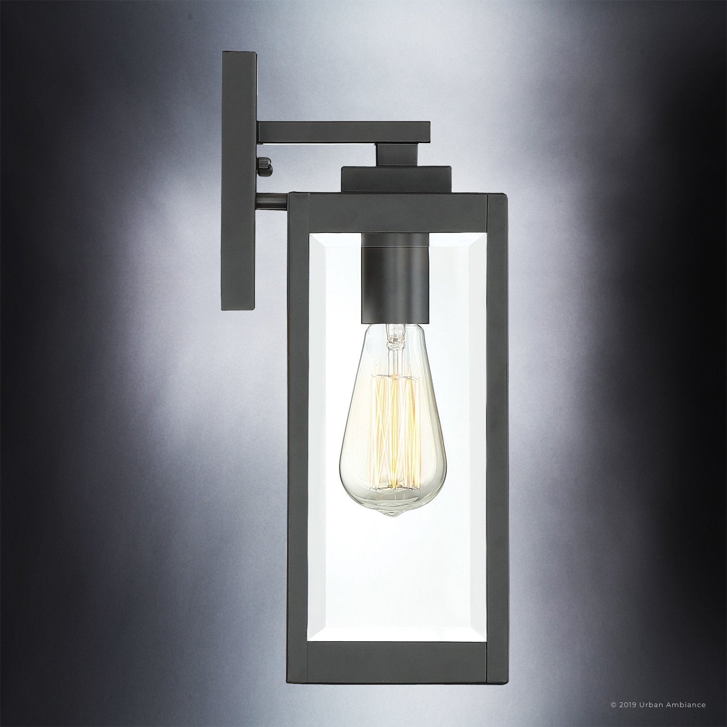 Applique Murale Extérieur en Acier Noir et Verre Biseauté | Design Élégant et Résistant aux Intempéries pour une Lumière Accueillante 4