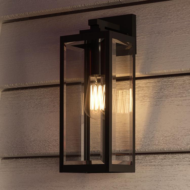 Applique Murale Extérieure en Acier Noir et Verre | Éclairage Moderne et Étanche pour une Entrée Élégante 2