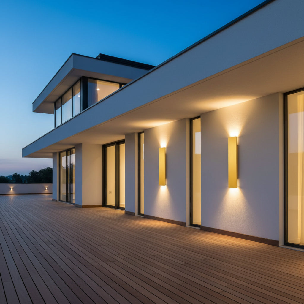 Applique Murale Extérieure en Aluminium Doré | Éclairage LED Élégant et Résistant pour Ambiance Accueillante 2