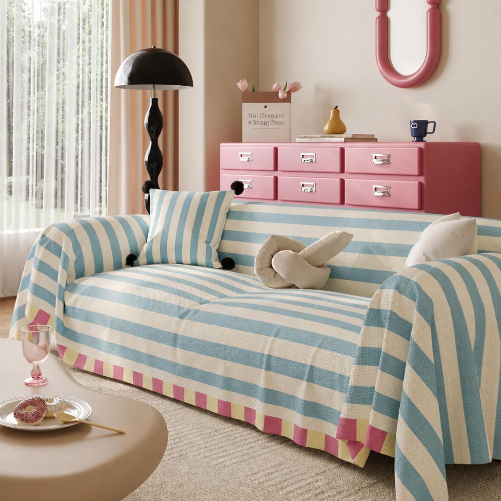 Housse de Canapé à Rayures Pastel – Sky Candy