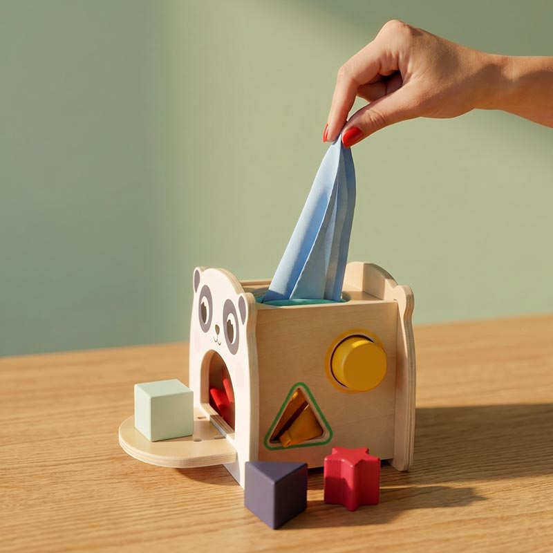 Boîte à mouchoirs en bois pour bébé, dès 1 an