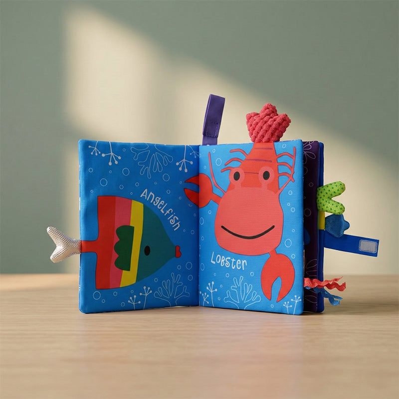 Livre sensoriel en tissu pour bébé, 4 thèmes