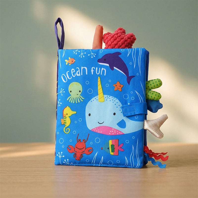 Livre sensoriel en tissu pour bébé, 4 thèmes