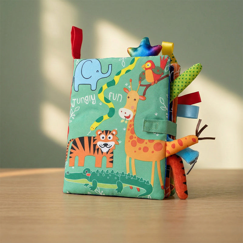 Livre sensoriel en tissu pour bébé, 4 thèmes