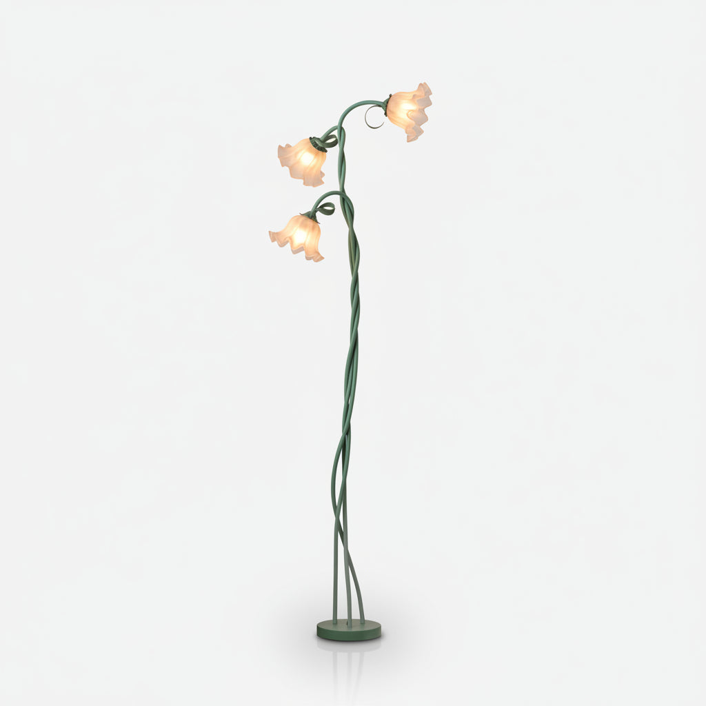 Botanical Metal Floor Lamp - Frosted Glass Shades 2