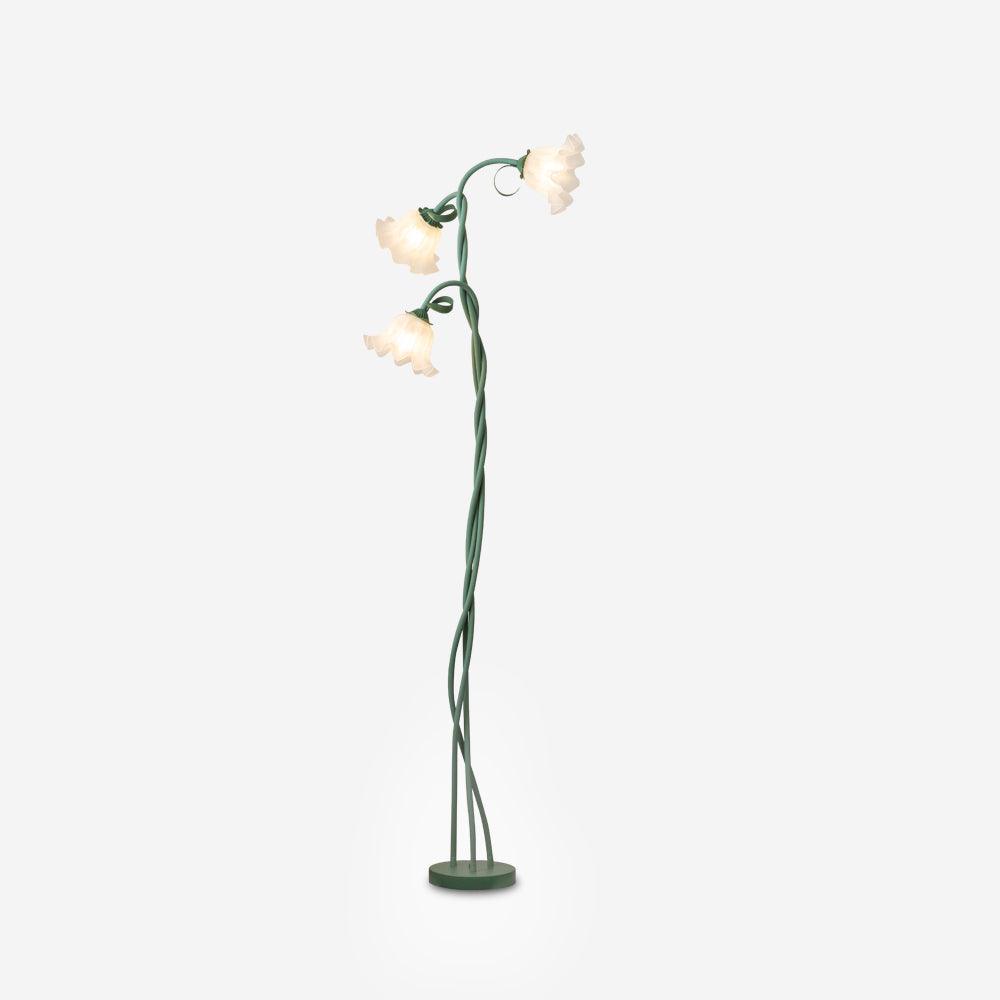 Botanical Metal Floor Lamp - Frosted Glass Shades 3