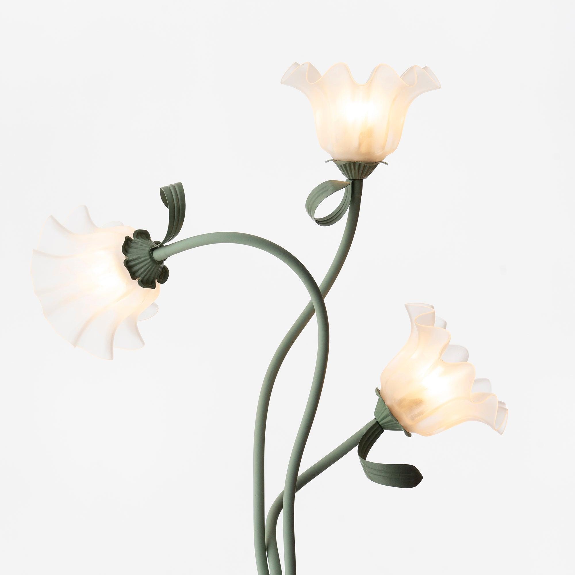 Botanical Metal Floor Lamp - Frosted Glass Shades 6