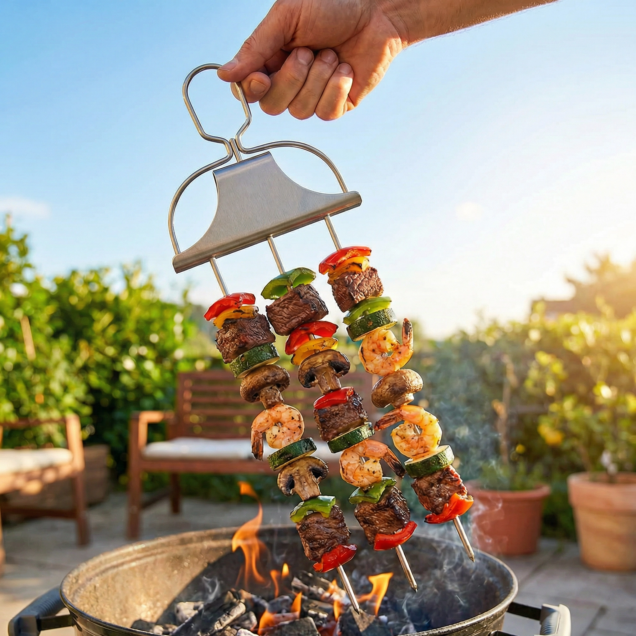 Brochette Barbecue en Acier Inoxydable | Design Élégant et Pratique pour des Repas Apéritifs Sophistiqués 3