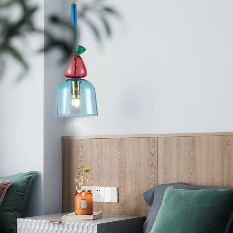 Coloured Textured Glass Pendant Light, E27