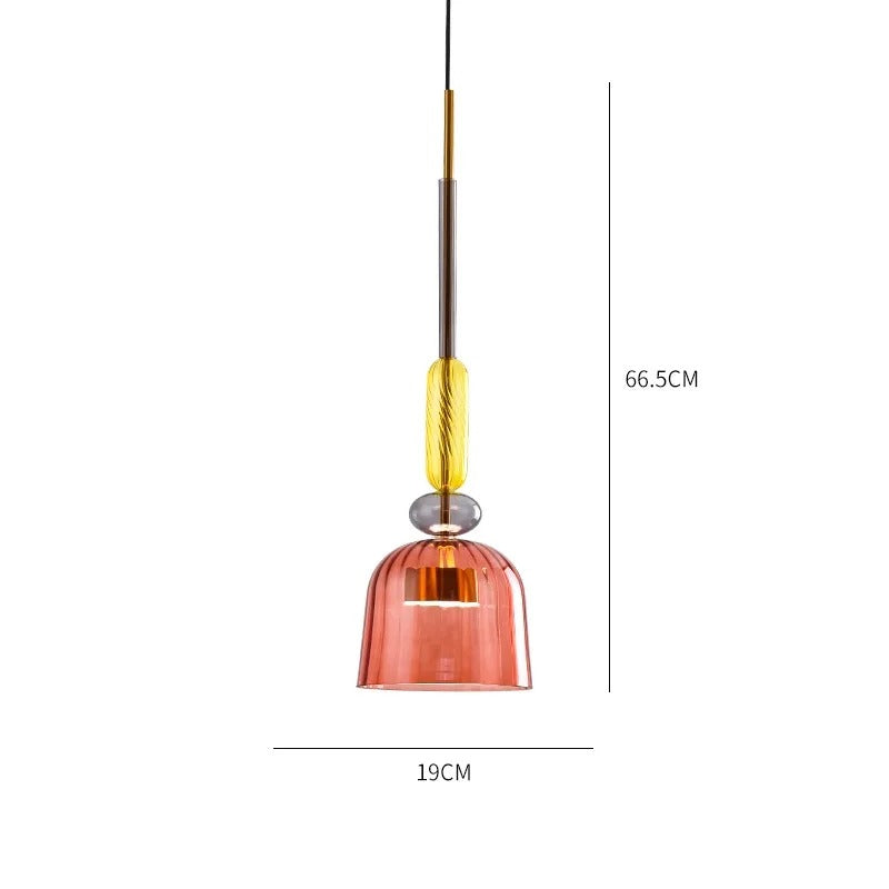 Coloured Textured Glass Pendant Light, E27