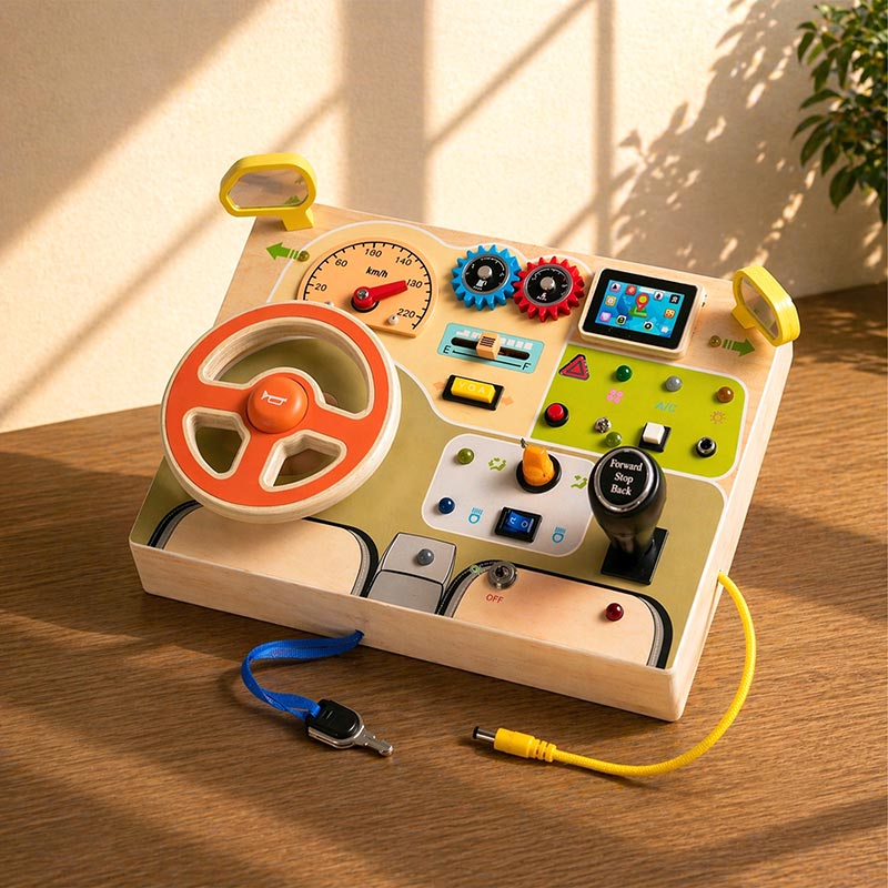 Wooden Busy Dashboard for Kids, Ages 3+