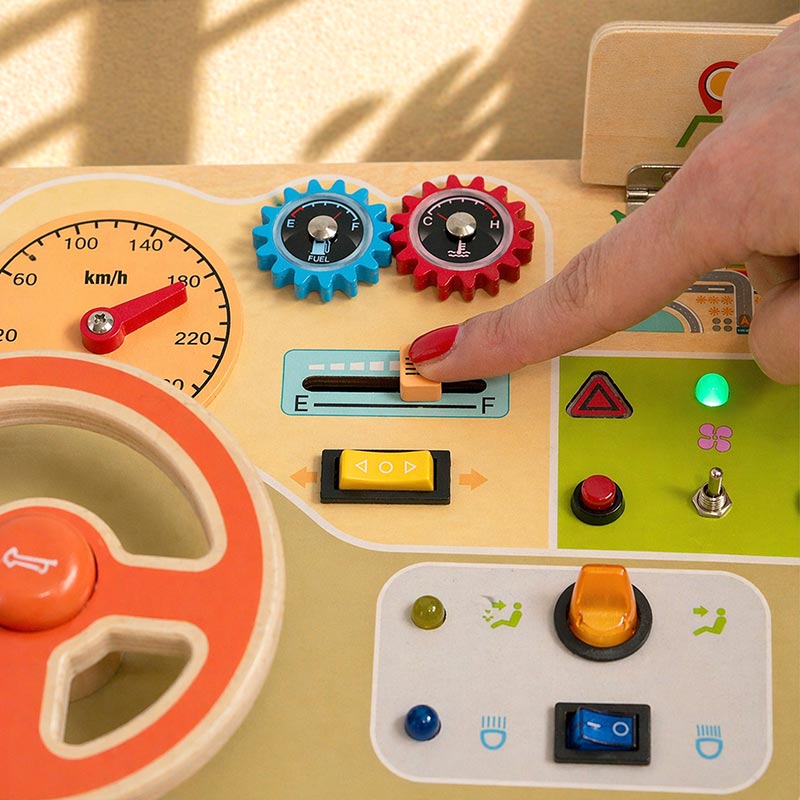 Wooden Busy Dashboard for Kids, Ages 3+
