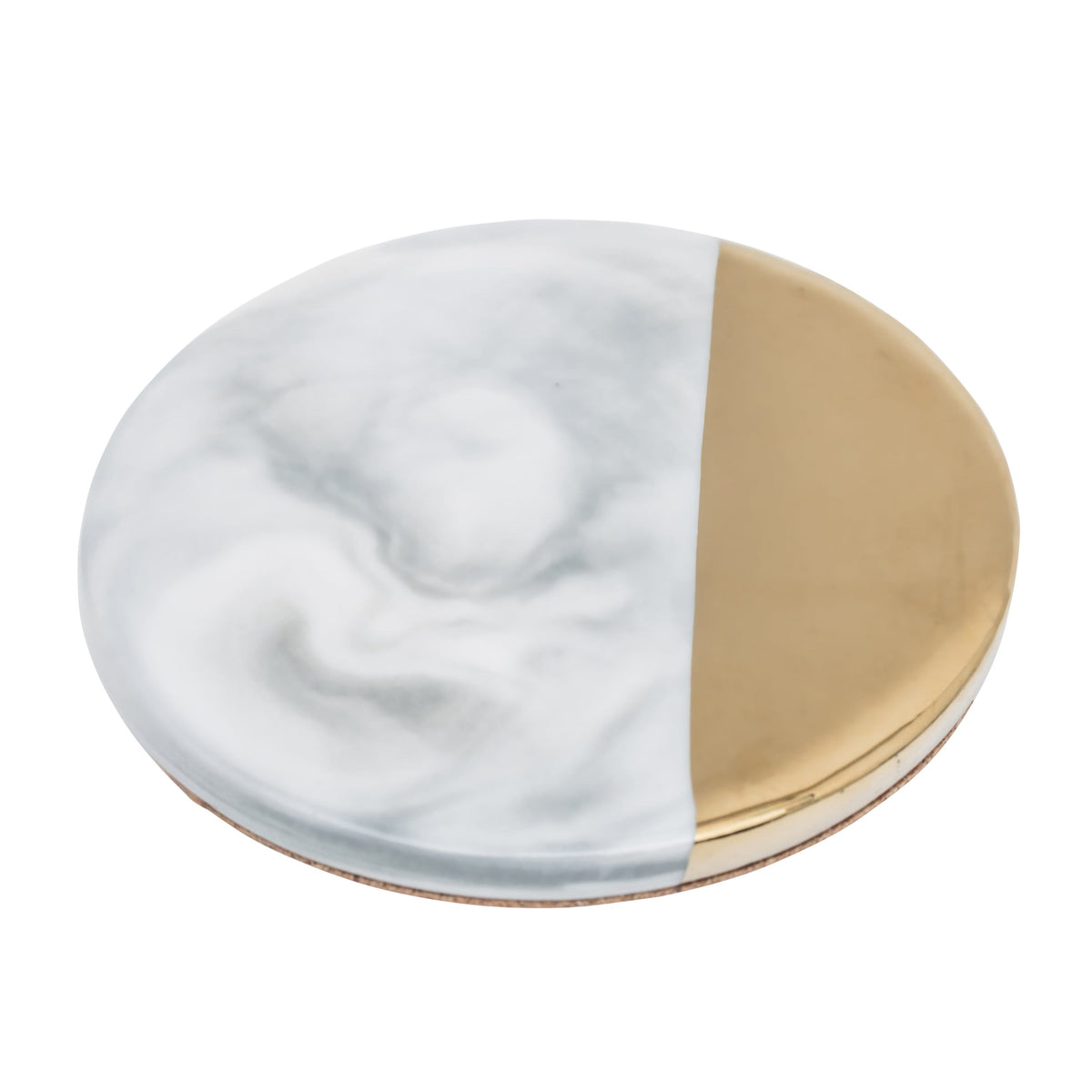 Marble-Effect and Gold Coaster, 4 Shapes
