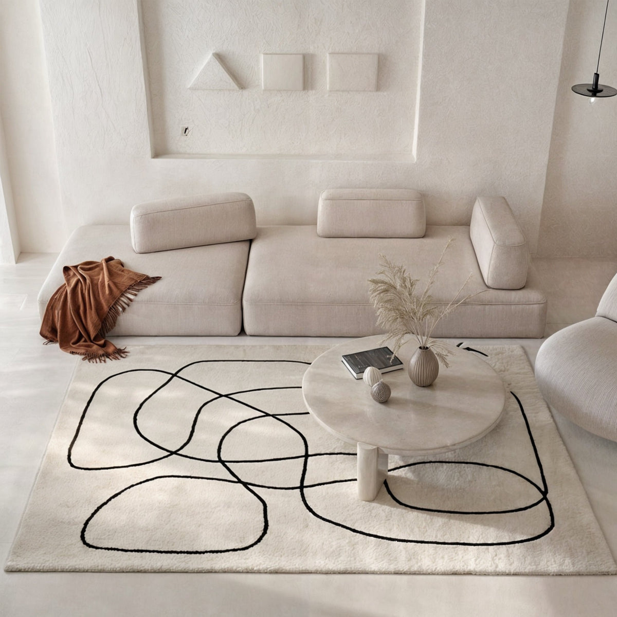 Abstract Weave - Tapis Carré en Laine, Motif Abstrait