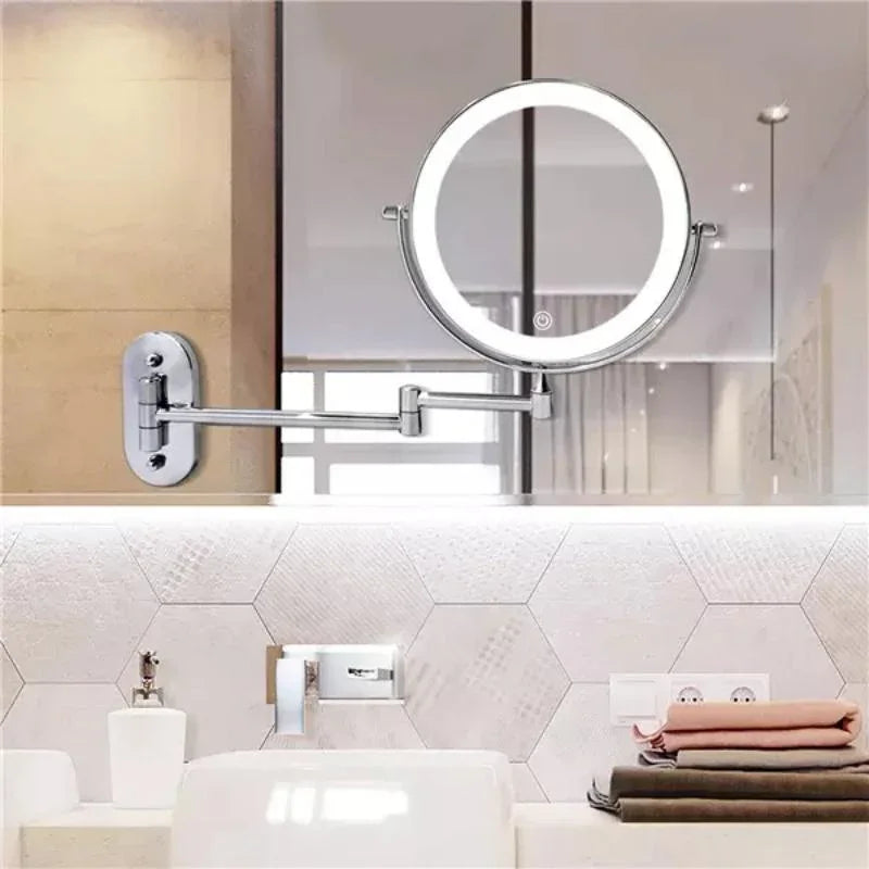 Chrome LED Vanity Mirror - Adjustable Magnification 2