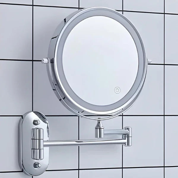 Chrome LED Vanity Mirror - Adjustable Magnification 3