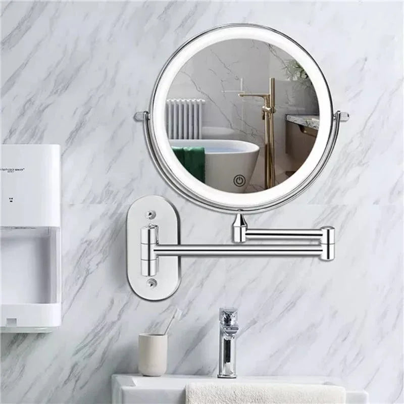 Chrome LED Vanity Mirror - Adjustable Magnification 4