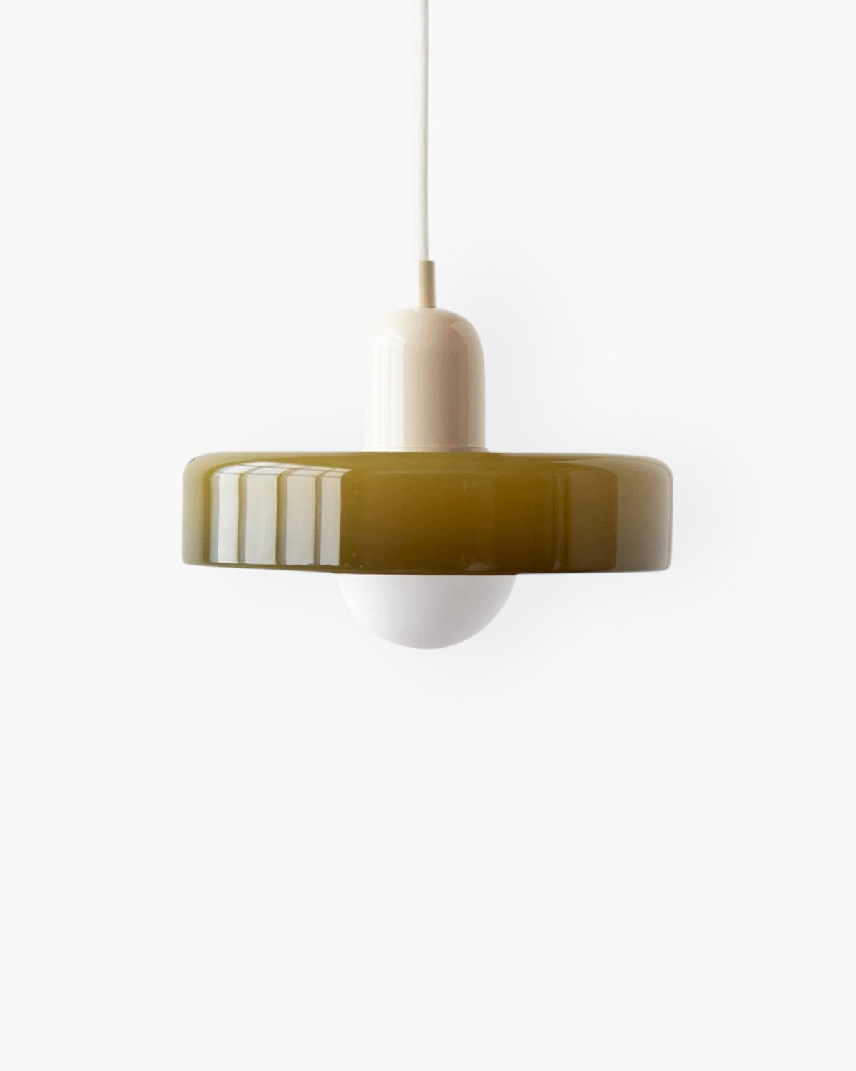 Suspension en verre bicolore, lumière chaude